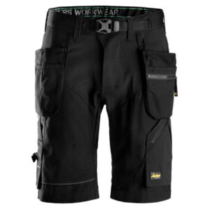 6904 Spodnie Krótkie FlexiWork+ z workami kieszeniowymi BLACK Snickers Workwear 