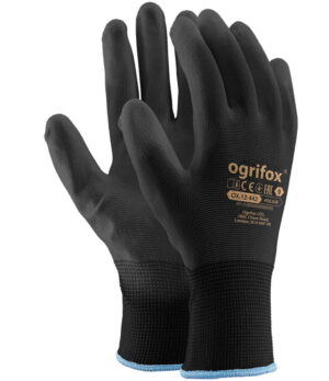 Rękawiczki rękawice robocze POLIURETANOWE mocne w kolorze czarnym - 12 par Ogrifox 