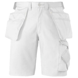 3014 Spodnie Krótkie  SnickersCanvas+ z workami kieszeniowymi w kolorze białym Snickers Workwear 