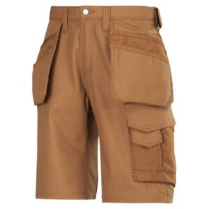 3014 Spodnie Krótkie  SnickersCanvas+ z workami kieszeniowymi w kolorze brązowym Majówka, Snickers Workwear 